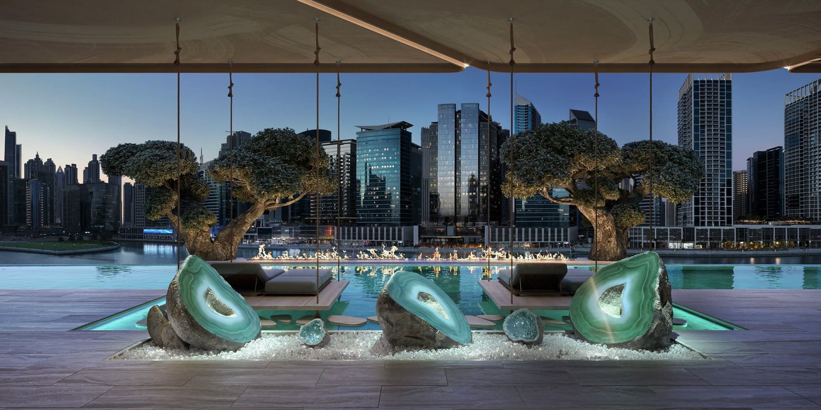 Crystal garden in the podium lobby