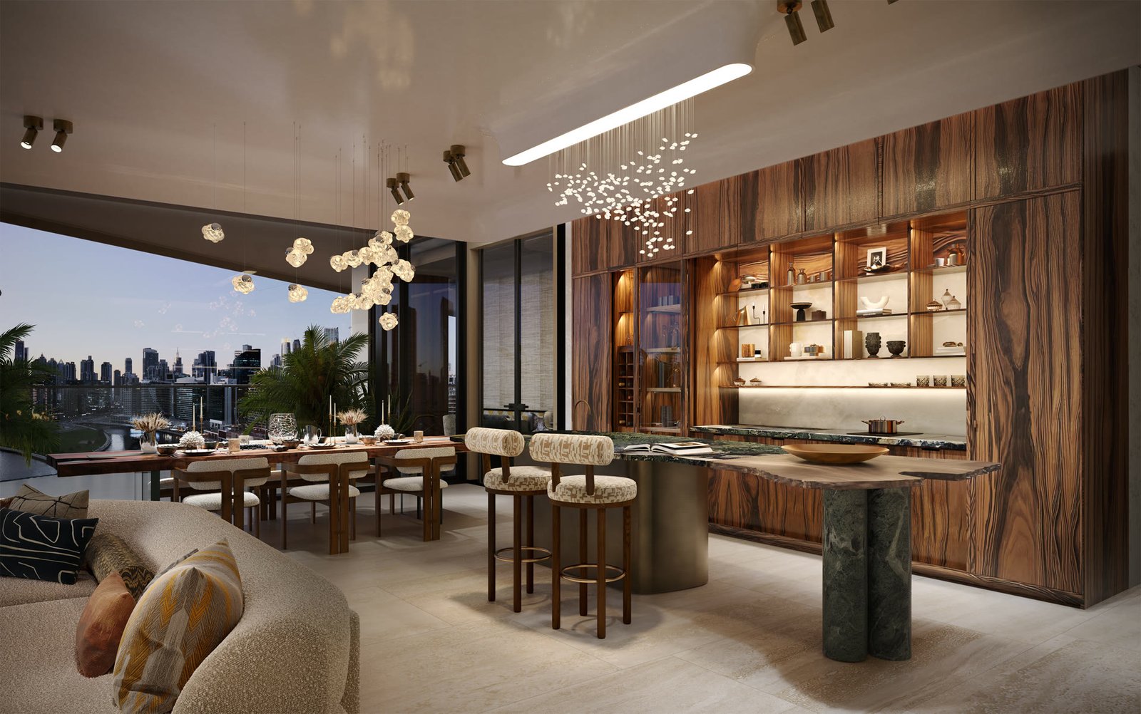 Kitchen with natural stone surfaces
